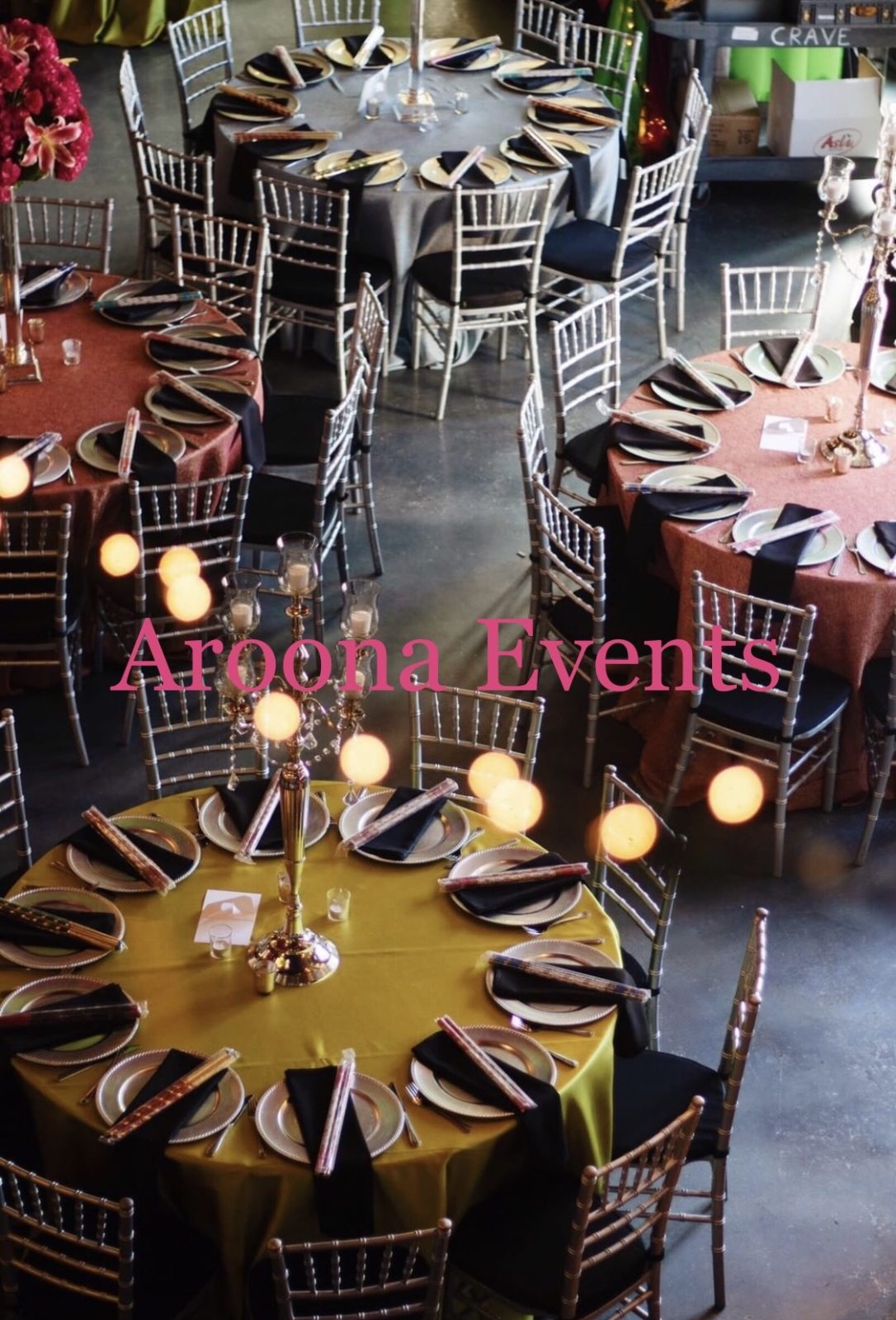 Symmetrical Stage Florals & Sacred Fire Setup